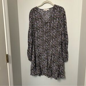 LOFT Floral Midi Dress - Black Multi